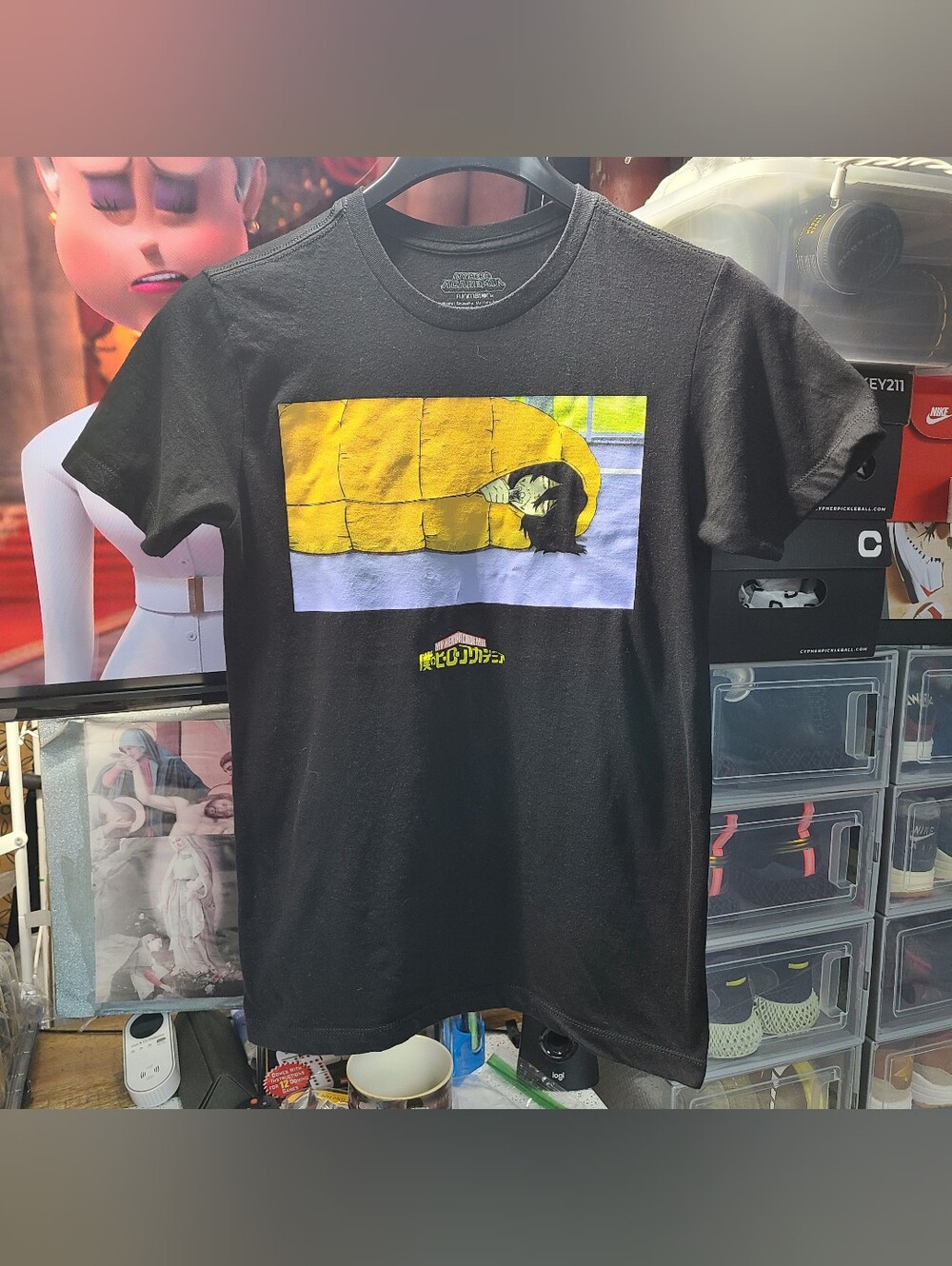 Kids Black Graphic Short Sleeve Tee with Yellow Print
